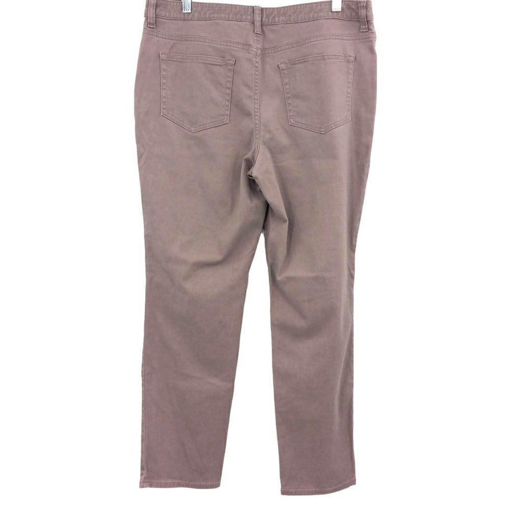 LOGO Lori Goldstein 5 Pocket Stretch Sateen Skinny Pants Purple High Rise 14 - Picture 2 of 8